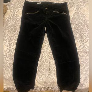 Gap Size 28R Black Corduroy Pants with zippers at bottom of pants